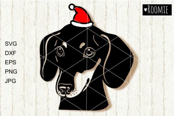 Christmas Dachshund in Santa Hat SVG