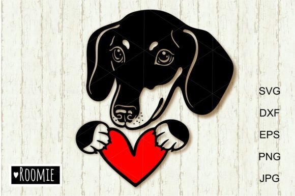Dachshund with Heart Svg