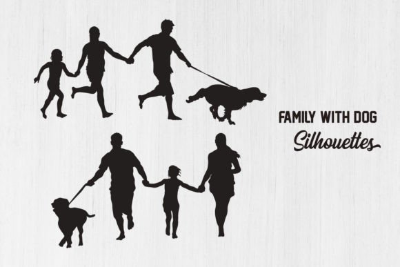 Family with Dog Silhouettes