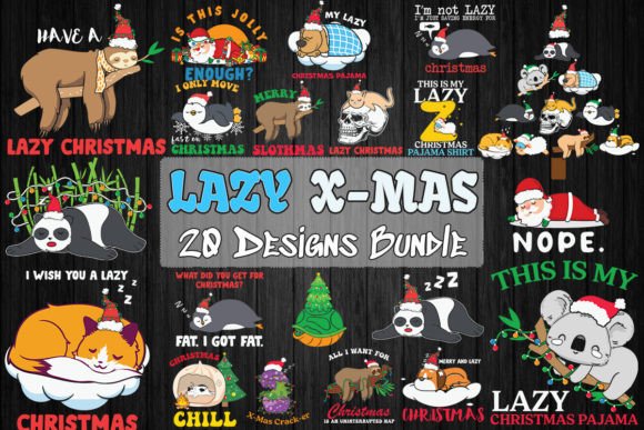Lazy Christmas Bundle SVG 20 Designs
