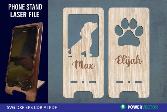 Phone Holder with Dog, Paw Print Design